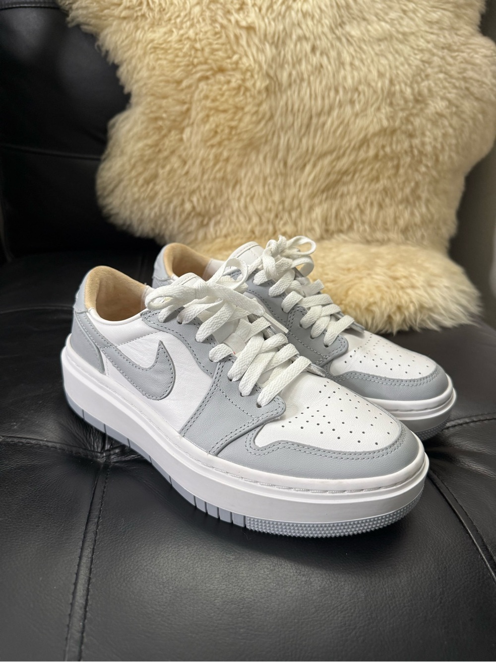 NEW Nike Air Jordan 1 Elevate Low Platform Wolf Grey White Women’s 7.5